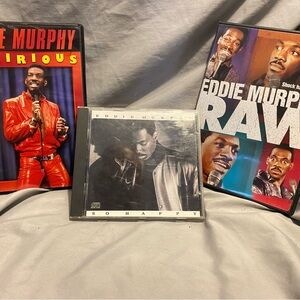 Three piece set - Eddie Murphy Delirious and Raw DVD — So Happy CD.